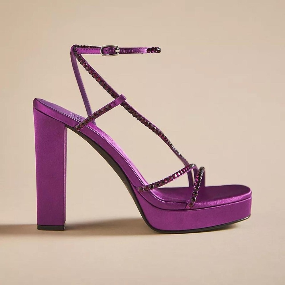 Jeffrey Campbell Aperitivo Purple Crystal Satin Heels – Size 8 | Brand NWT